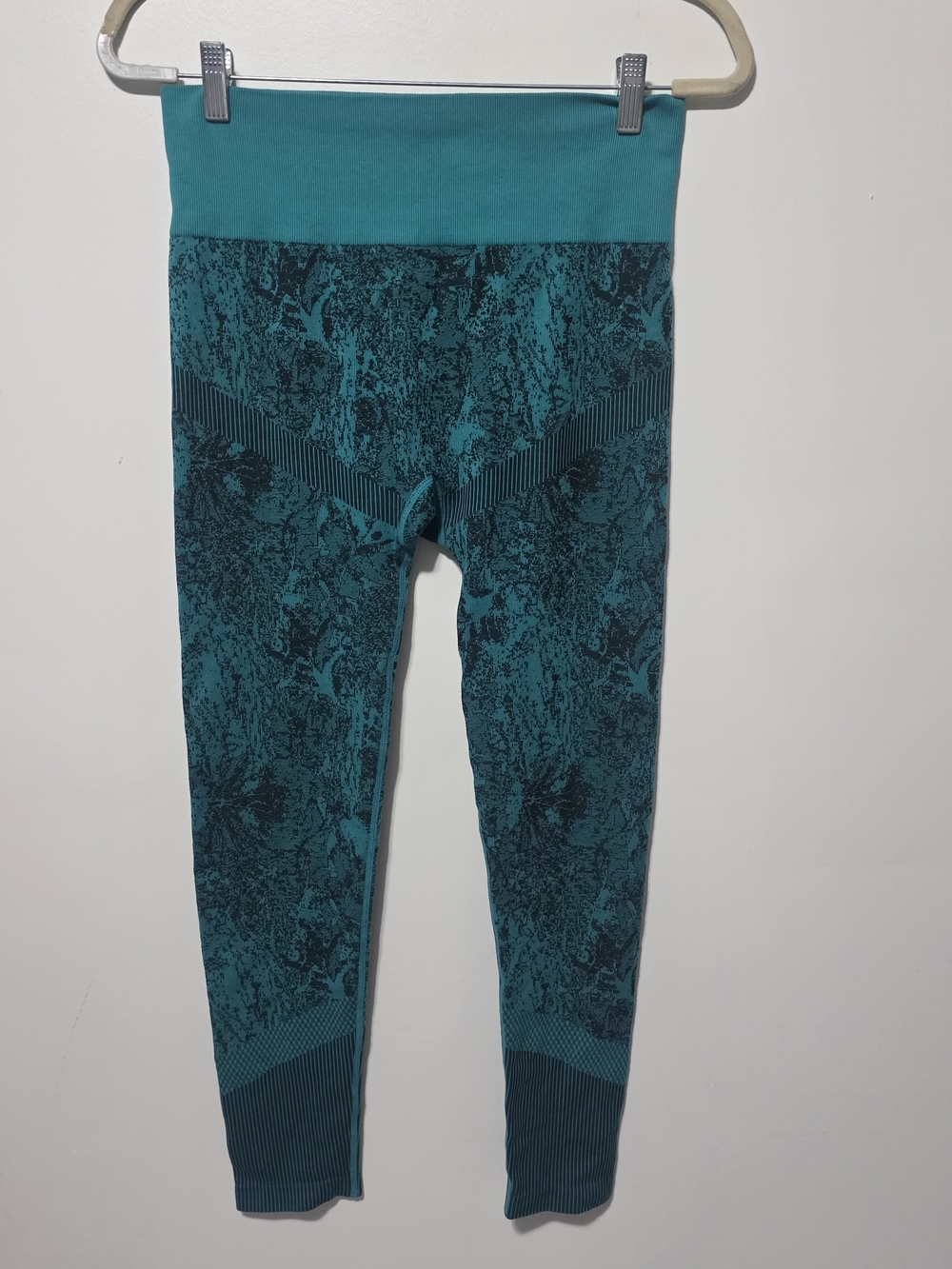 High-Waist Teal Patterned Leggings for Women
